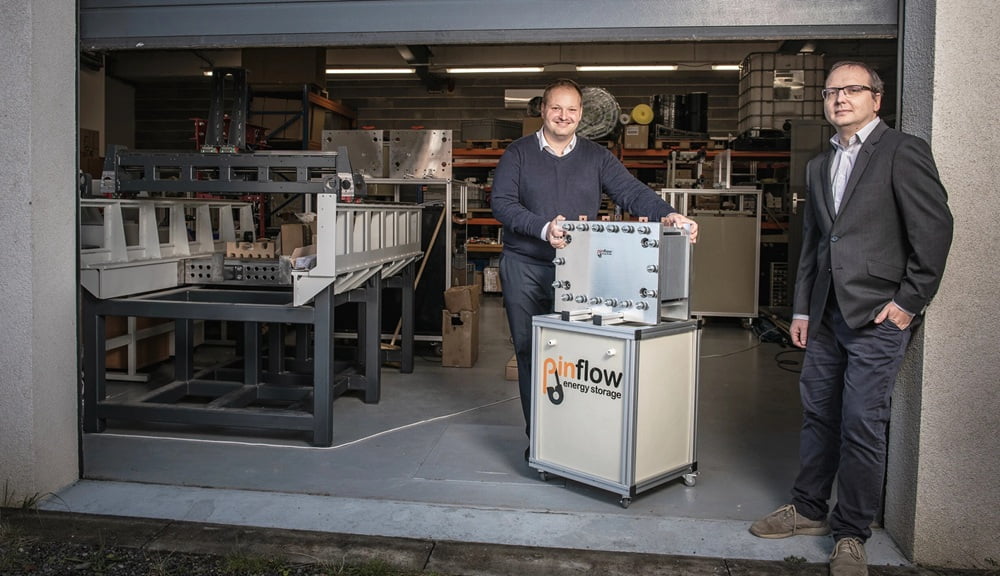 Manufacture hall of Pinflow with cofounders Jiří Vrána and Jaromír Pocedič